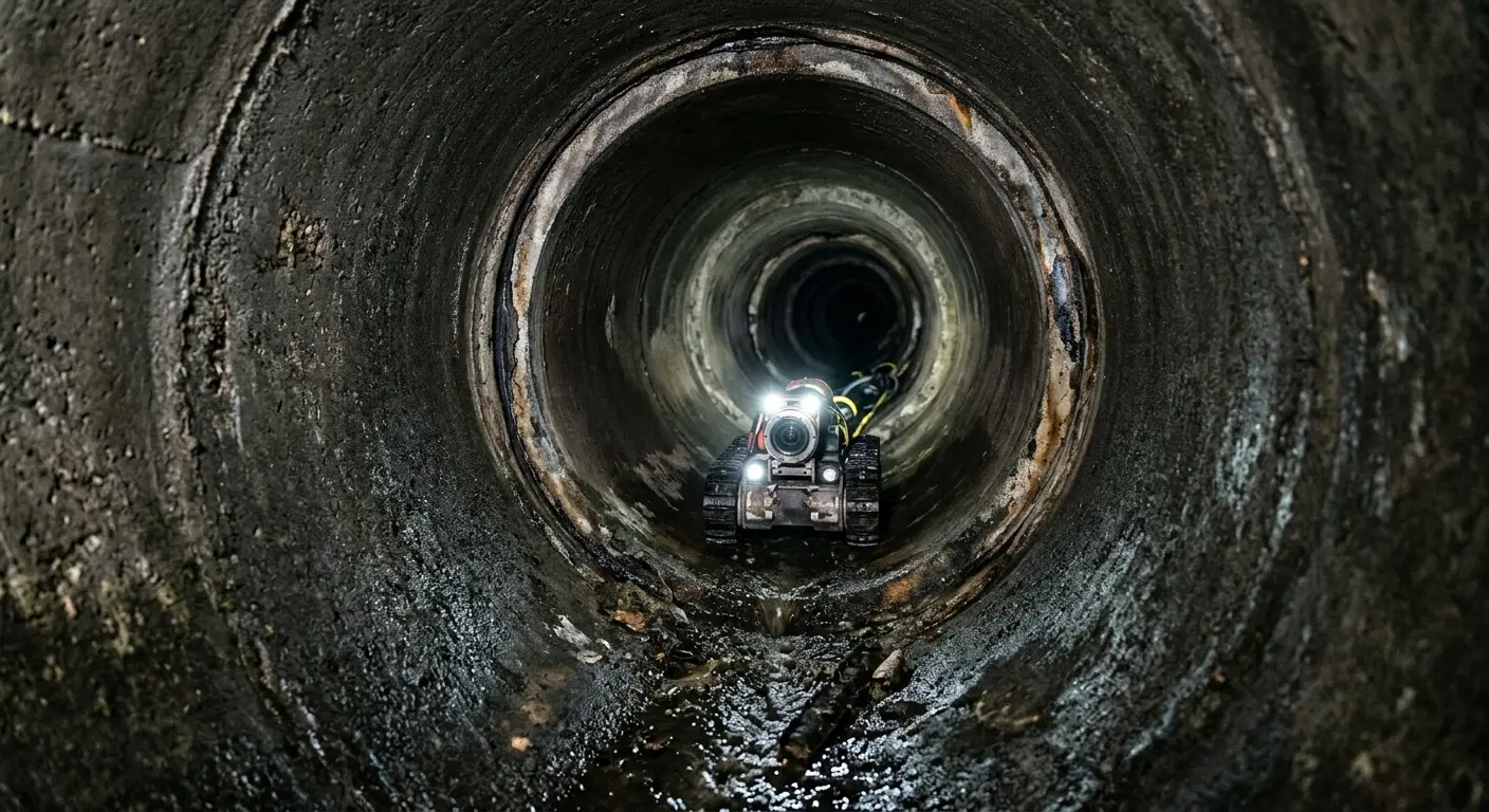 Robotic sewer camera inspecting pipe interior for Sewer Line Repair in Owatonna